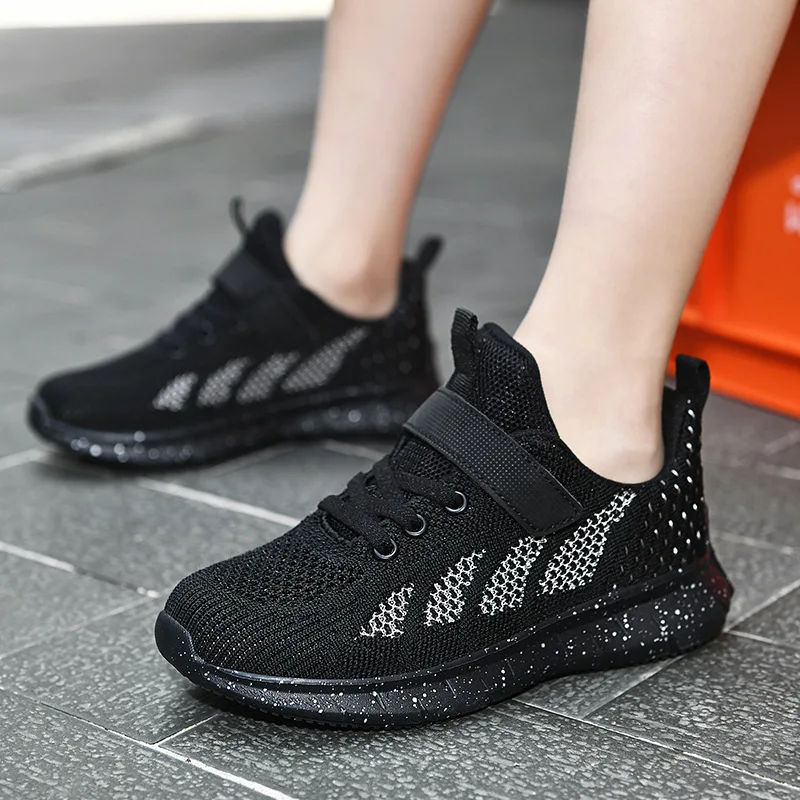 

Children Pink White Velcro Shoes for Girls Boys 2021 Summer Breathable Air Mesh Adult Tennis Sneaker Kids Soft Sports Shoes