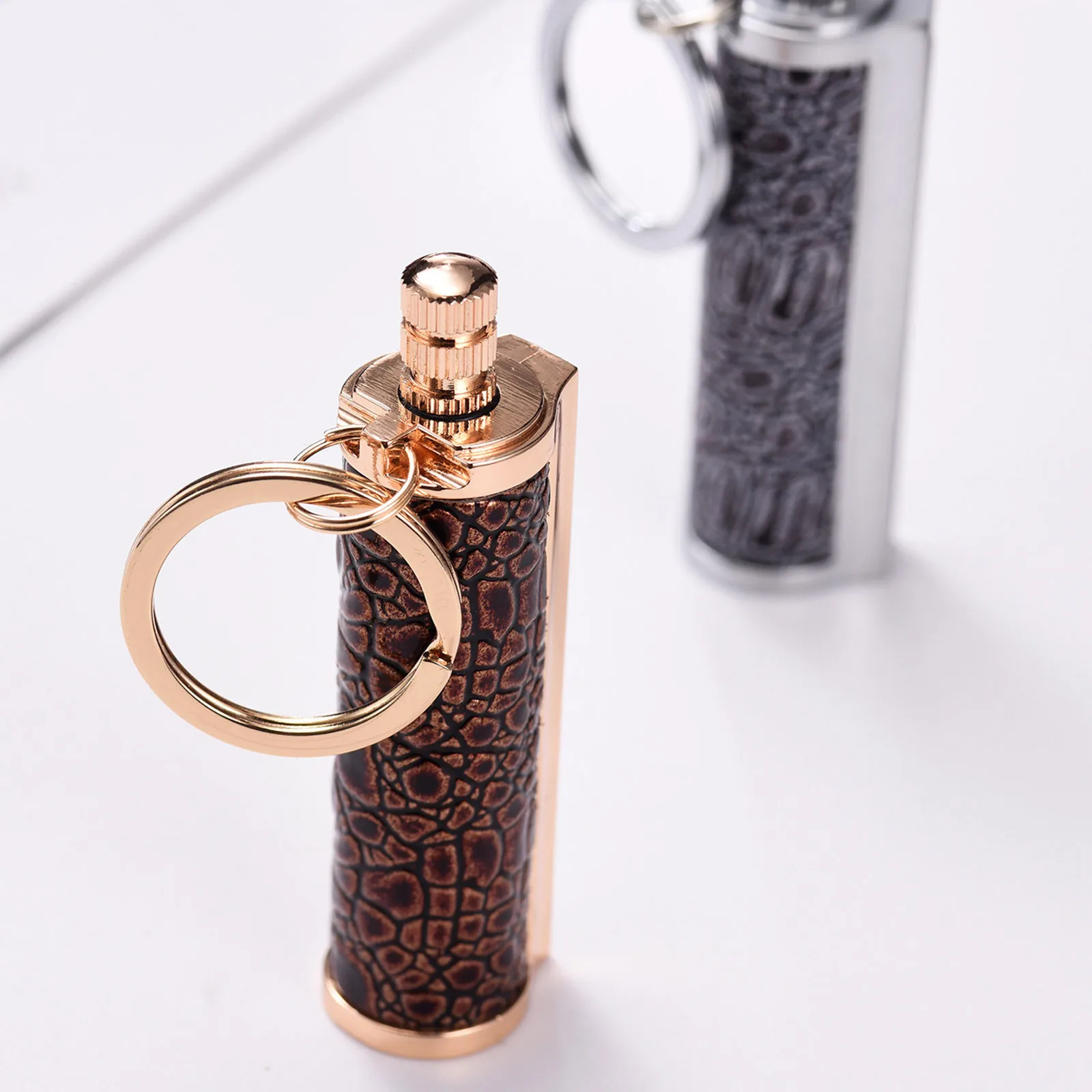 

top selling 2020 2pcs Outdoor Waterproof Lighter Bottle Keychain With Containing Cotton Core Support Wholesale and Dropshipping