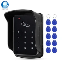 upgraded rfid access control keypad waterproof outdoor cover 125khz card reader 10pcs em4100 keyfobs for door lock system kit