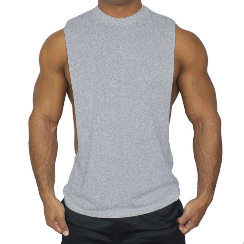 

2Pcs/Lot New Men Plain Solid Color Tank Top Sleeveless Shirt Open Sides Blank Fitness Clothing Cotton Sportwear Muscle Vest