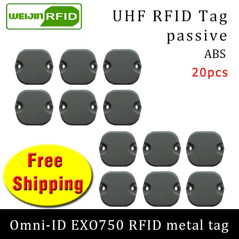 UHF RFID metal tag omni-ID EXO750 915m 868mhz Impinj Monza4QT EPC 20pcs free shipping durable ABS smart card passive RFID tags