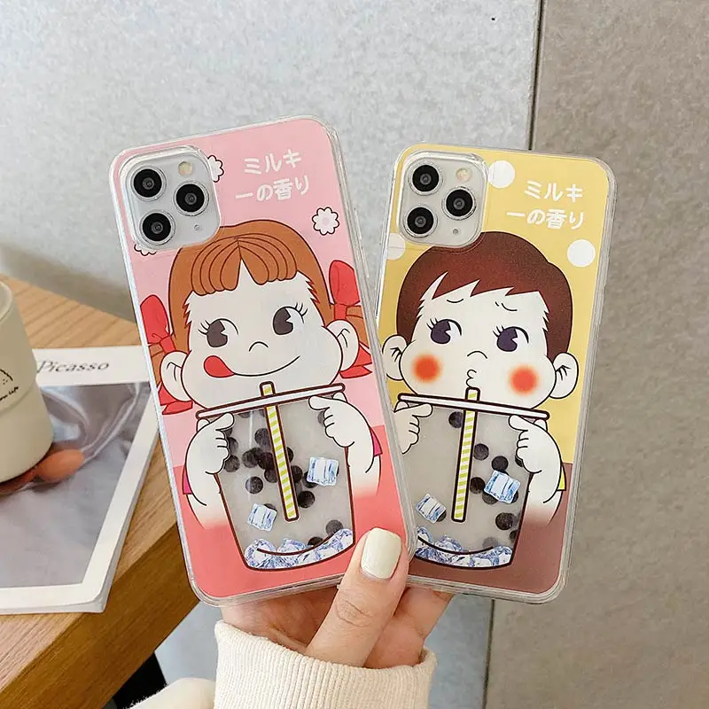 Японский молочный чехол для телефона Peko Poko Bubble tea quicksand iPhone XS MAX XR 6 7 8 Plus 11 Pro Max |