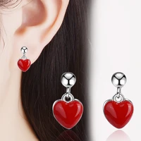 wangaiyao simple epoxy red love earrings sweet earrings temperament earrings women earrings