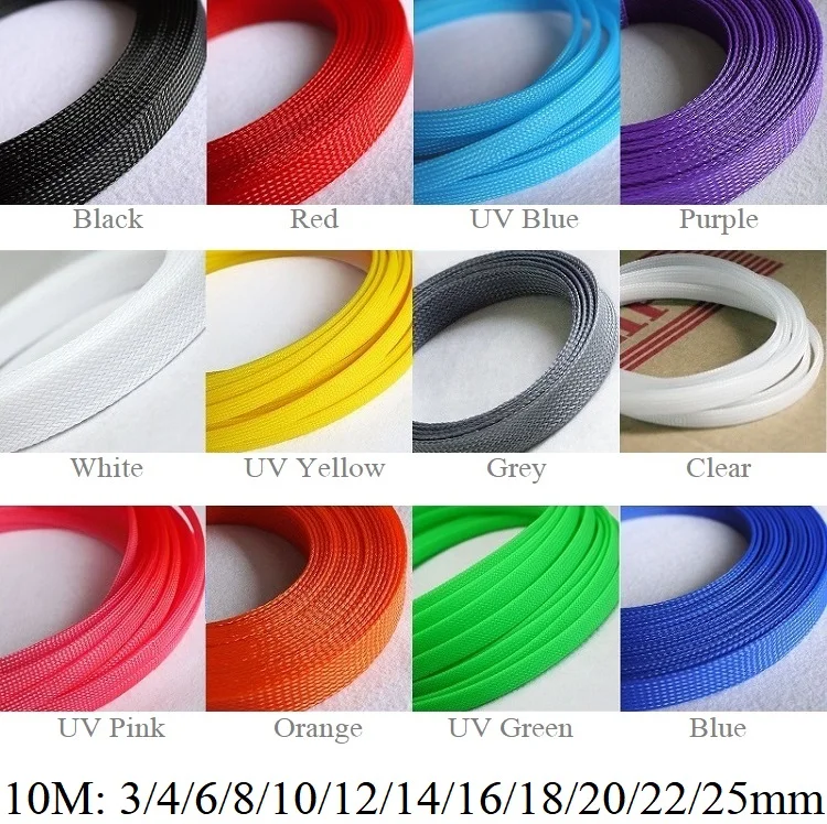 

10M PET Braided Expandable Sleeve 3mm 4mm 6mm 8mm 10mm 12mm 14mm 16mm 18mm 20mm 22mm 25mm Nylon Insulation Cable Wire Wrap Tube
