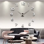 Настенные часы, 3D акриловые зеркальные наклейки сделай сам, украшение для дома, для гостиной, настенные часы, Кварцевая игла
