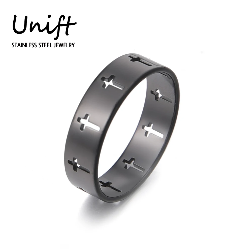 

Unift Hollow Cross Ring for Men Rune Amulet Talisman Jewelry Women Couple Rings Stainless Steel Engagement Wedding Finger Rings