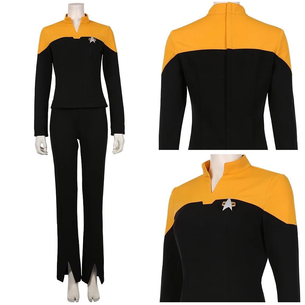 

Star Cosplay Trek Picard Raffi Musiker Cosplay Costume Adult Yellow Uniform Suit Outfit Halloween Carnival Costume