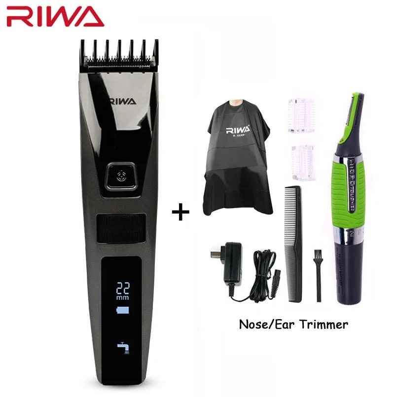 with Nose Trimmer 1 Riwa K3 профессиональная машинка для стрижки волос одна Встроенная расческа перезаряжаемая Водонепроницаемая Мужская машинка для стрижки волос беспроводной ЖК-дисплей - Цвет: with Nose Trimmer 1