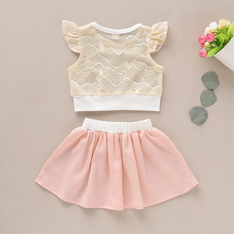 CYSINCOS/Новая летняя одежда для девочек модная футболка с короткими рукавами Юбка