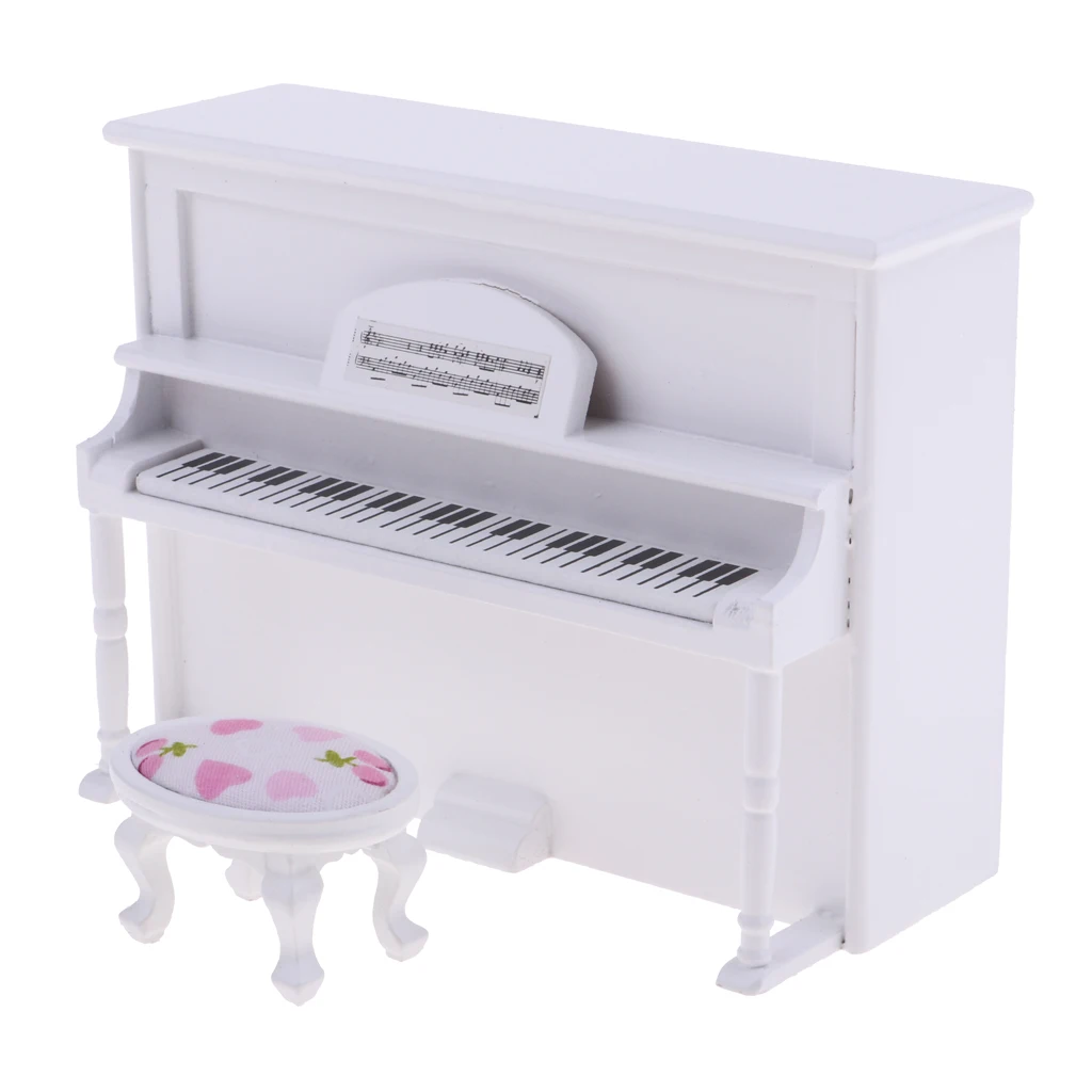 

1:12 Scale Piano Stool Set Dollhouse Miniature Music Room Instruments Decor