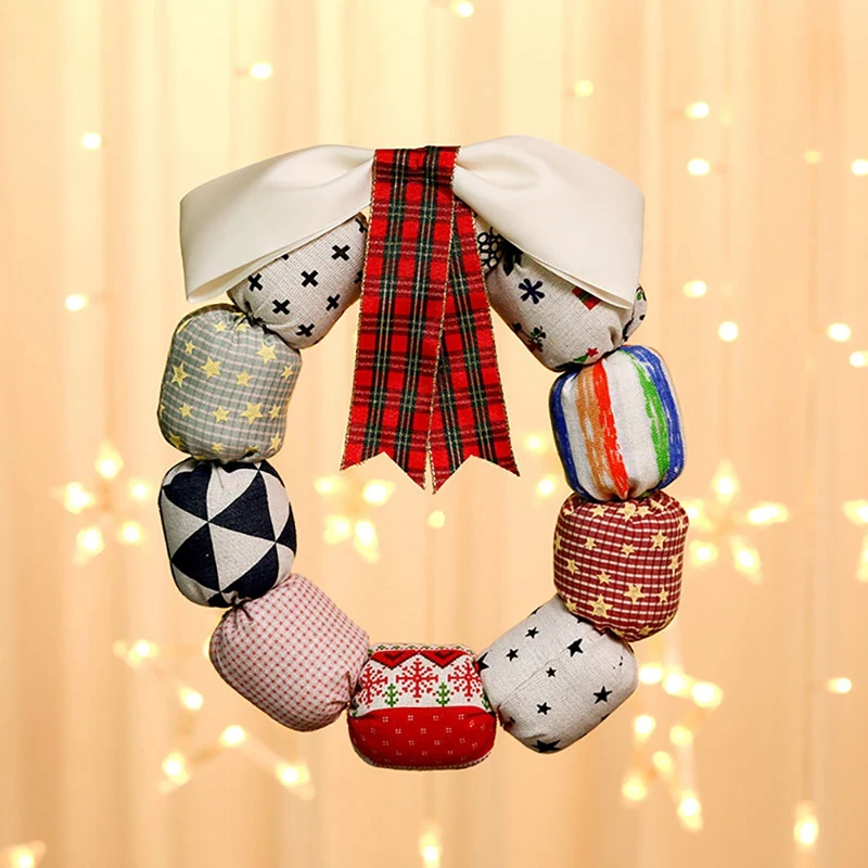 Artificial Christmas Fabric Art Wreath Cloth Garland Ornament For Front Door Wall Window Farmhouse Home Decoration | Дом и сад