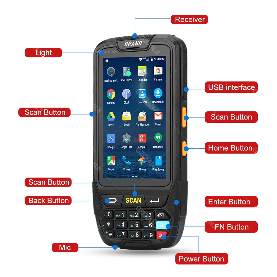 Android 7 0 PDA POS портативный терминал поддержка GPS GPRS Wifi Bluetooth 4G Mobile 1D 2D считыватель