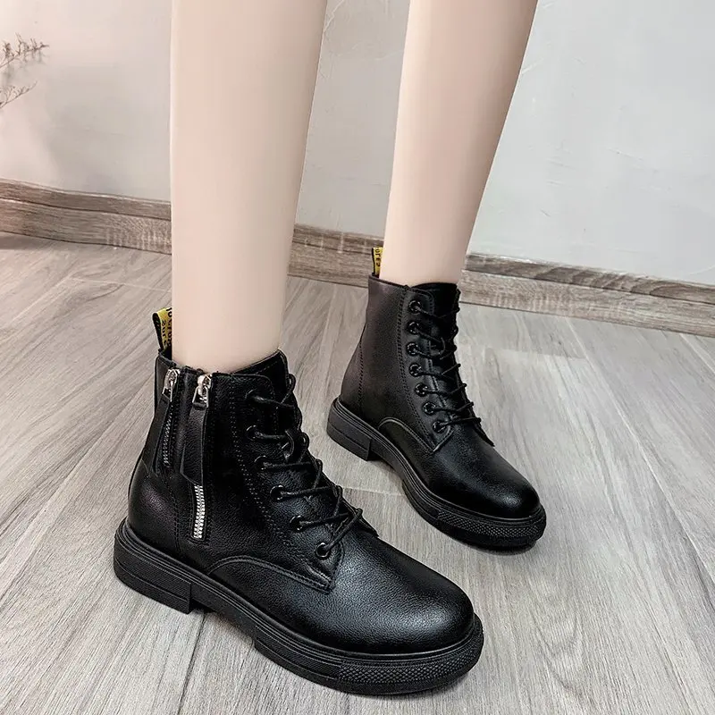 

boots women British style 2020 new style small boots women autumn and winter single boot net red thin shoes ins trend