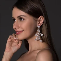 luxurys flower dangle earrings zircon fashion sparkling crystal bridal jewelry earrings personalized wedding gift accessories