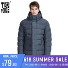 Куртка TIGER FORCE Мужская Утепленная, длинная теплая парка, с подкладкой, с принтом, темно-серая, для делового образа, 2020, зима 70734