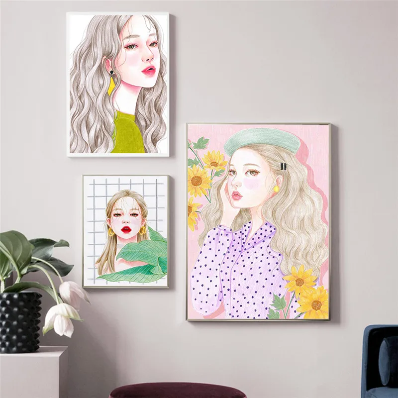 Модные женские постеры ручная роспись художественные принты элегантные фигуры