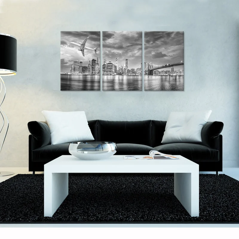 

3 Pieces Canvas Poster on The Wall New York City Home Decor Poster Black and White HD Painting Set Framed for Room Decoration