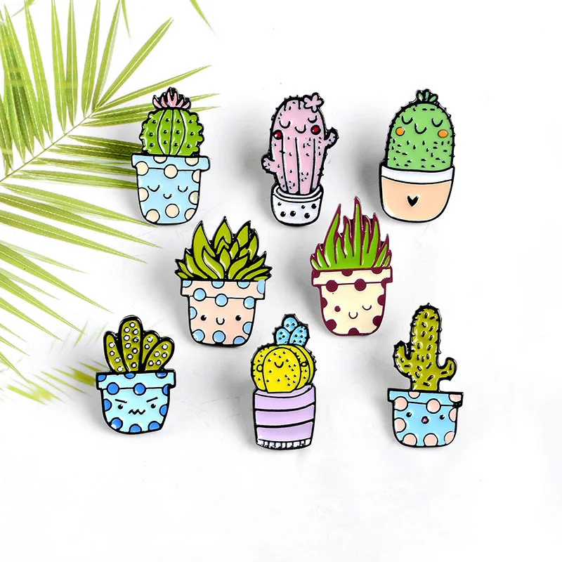 

Little Cactus Enamel Pins Custom Plant Mama Daddy Brooches Bag Clothes Lapel Pin Gardening Badge Jewelry Gift for Kids Friends