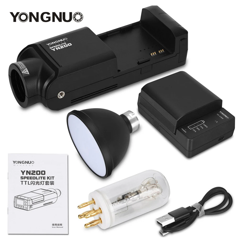 

YONGNUO YN200 вссветильник Speedlite TTL HSS 2,4G 200 Вт литиевая батарея с 560TX Pro триггером USB Type C для камеры Canon Nikon