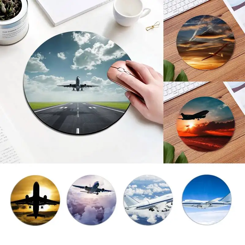 

MaiYaCa Plane Aircraft Flight Clouds MousePads Computer Laptop Anime Mouse Mat Round Mouse Pad Series Mat DIY Custom desk mat