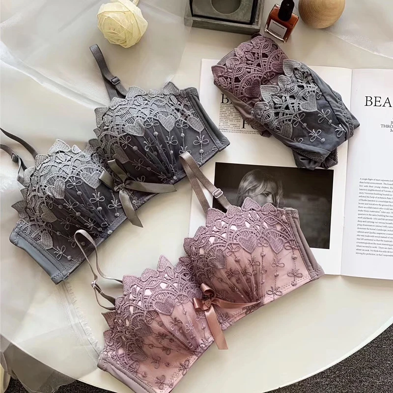 Комплект женского кружевного нижнего белья с чашкой пуш ап 1/2|Комплекты белья| |
