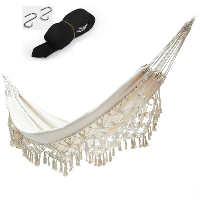 

Outdoor hammock Brazilian style Bohemian style tassel luxury single and double net chair indoor hanging home decoration