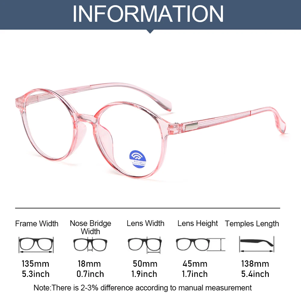 

Qutzzmnd Retro Anti-Blue Light Blocking Glasses Frame Mens Fashion Computer Goggles Women Transparent Clear Pink Eyeglasses