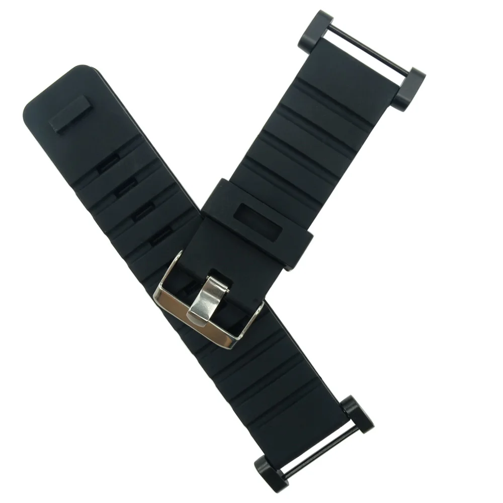 Черный силиконовый резиновый ремешок для Suunto Core 24 мм, ремешок для часов с пряжкой для часов, ремешок + Адаптеры + Инструменты ремешок для suunto core flat черный