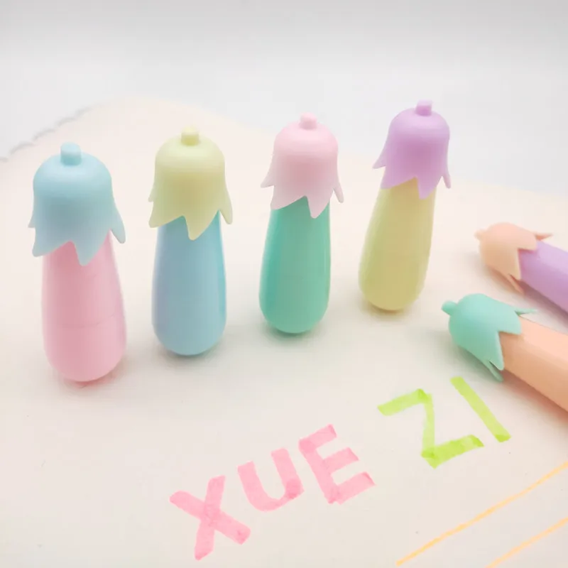 

Cute Creative Modeling Fluorescent Pen Small Eggplant Shape Students Use Marking Pen Office Key Marking Pen