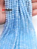 natural stone faceted aquamarine beads small section loose spacer for jewelry making diy necklace bracelet 15 4x6mm