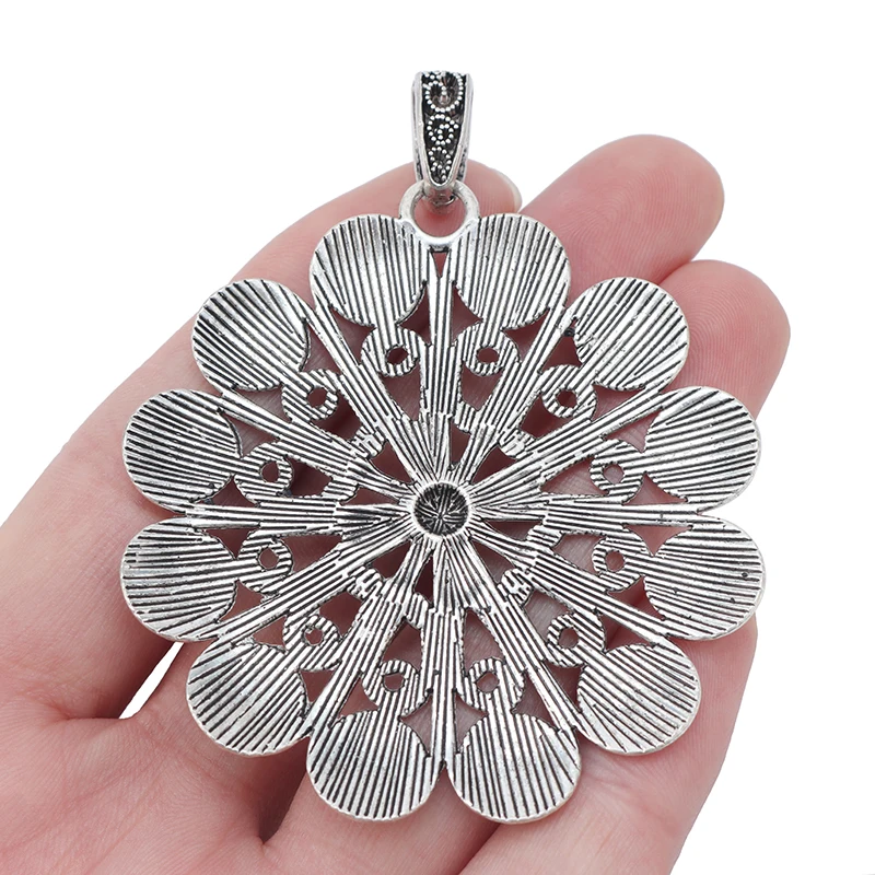 ZXZ 2 шт. тибетские серебряные подвески с большими цветами для ожерелья ювелирные