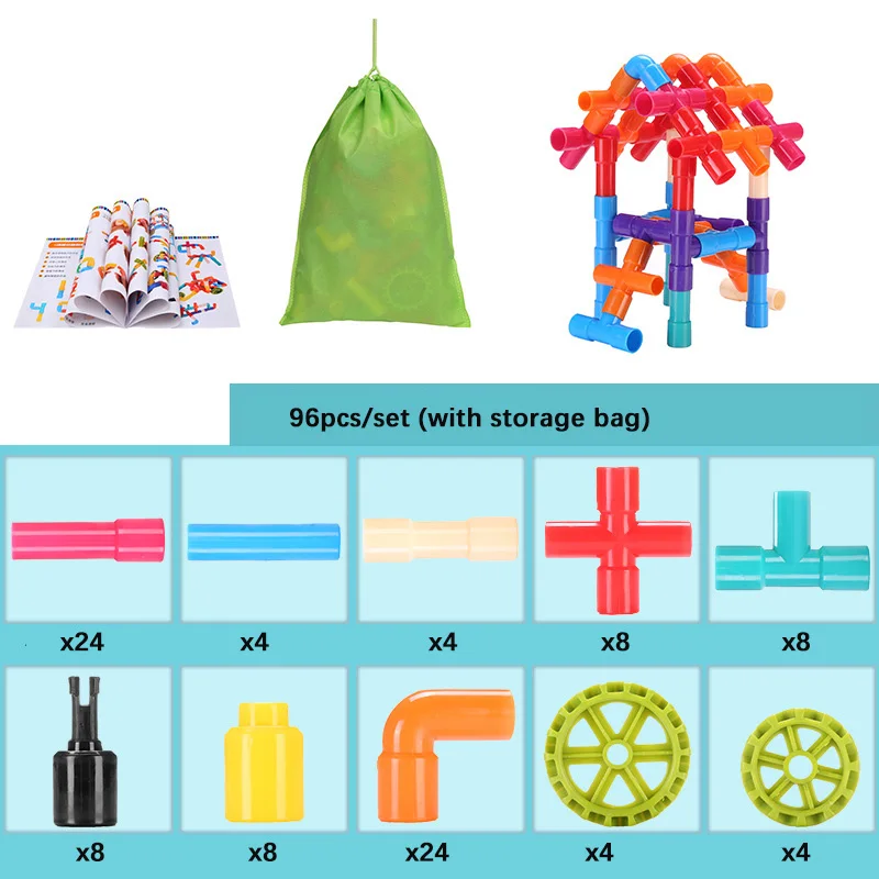 DIY трубопровод строительные блоки Красочные Образовательные водопроводные