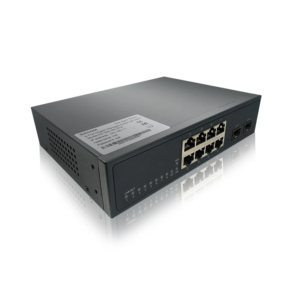 8 портов 10/100/1000 Мбит/с управляемый коммутатор с 2 гигабитный SFP слотами IGMP VLAN |