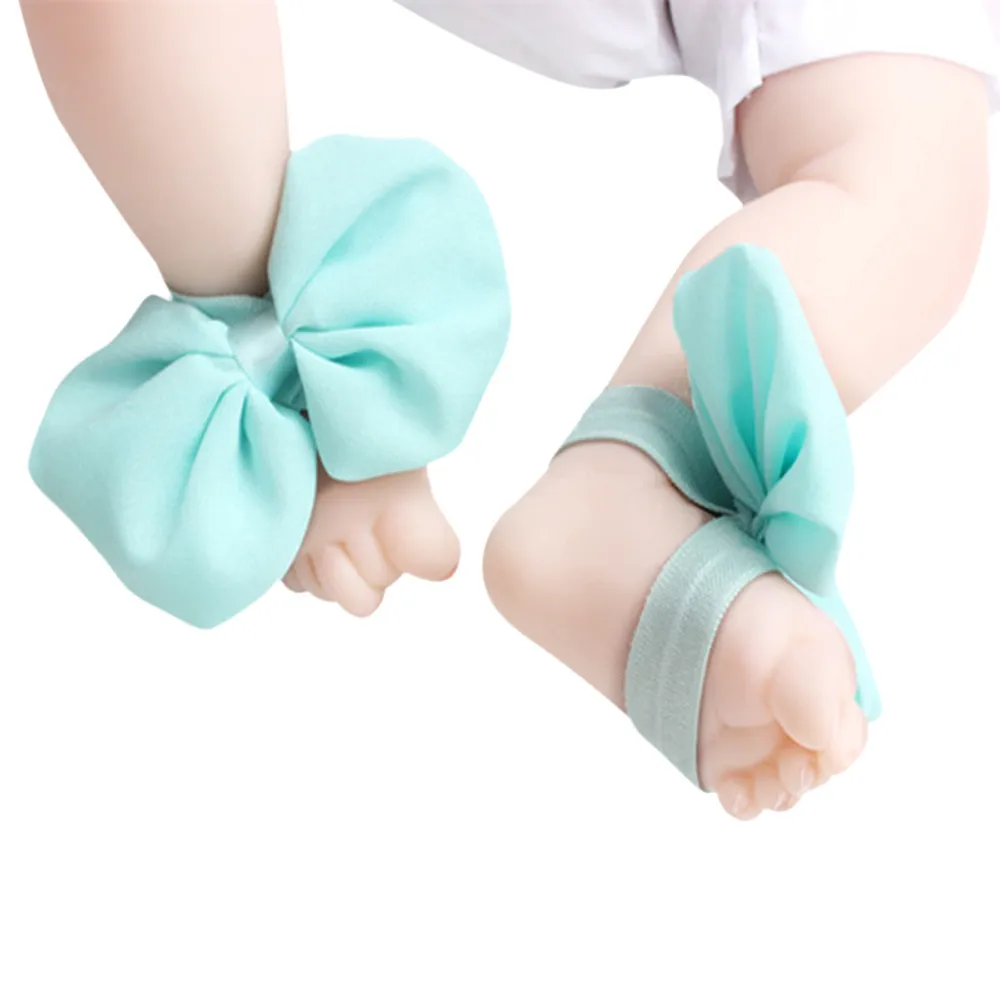 1 пара обувь для малышей шифоновая с бантиком девочек мягкая подошва пляжная 0 12