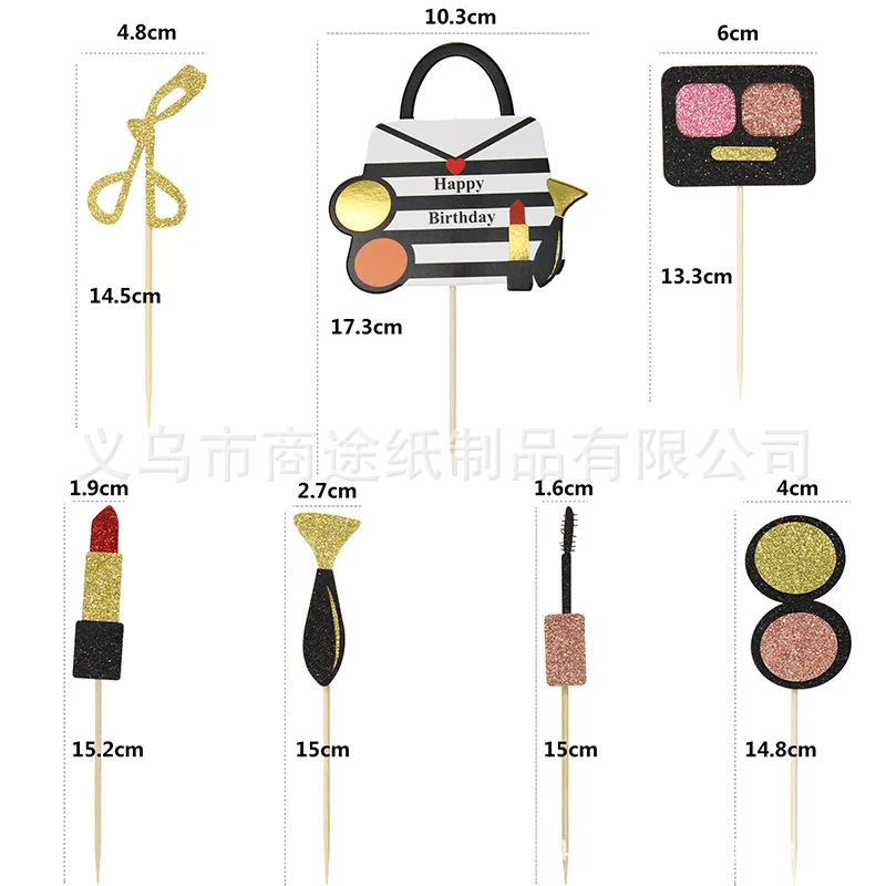 7 шт./лот Макияж Свадебный картон Кекс Топпер Happy Birtdhay торт для девочек День