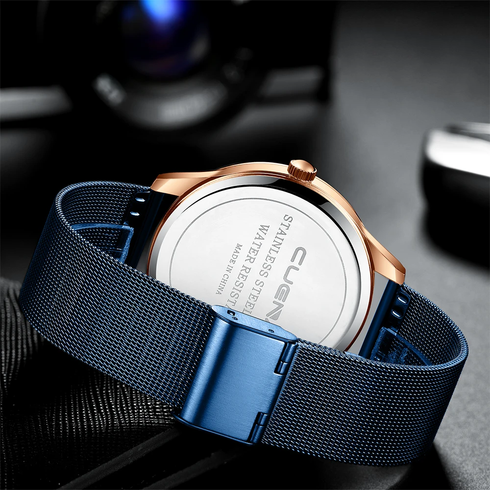 

2019 New CUENA Men luxury brand fashion casual silver black Men's Military Stainless Steel Analog Date Sport Quartz Wrist Watch