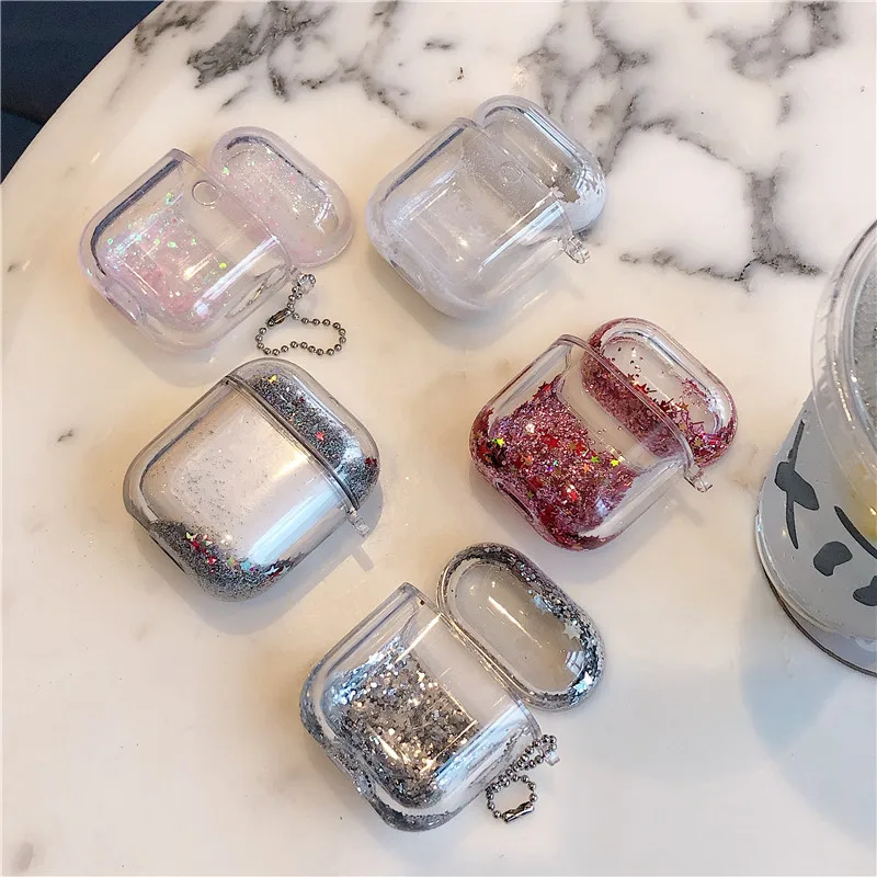 

Glitter Liquid Quicksand Hard PC Bluetooth Wireless Headphone Cover for Apple Airpods 1 2 Charging Case