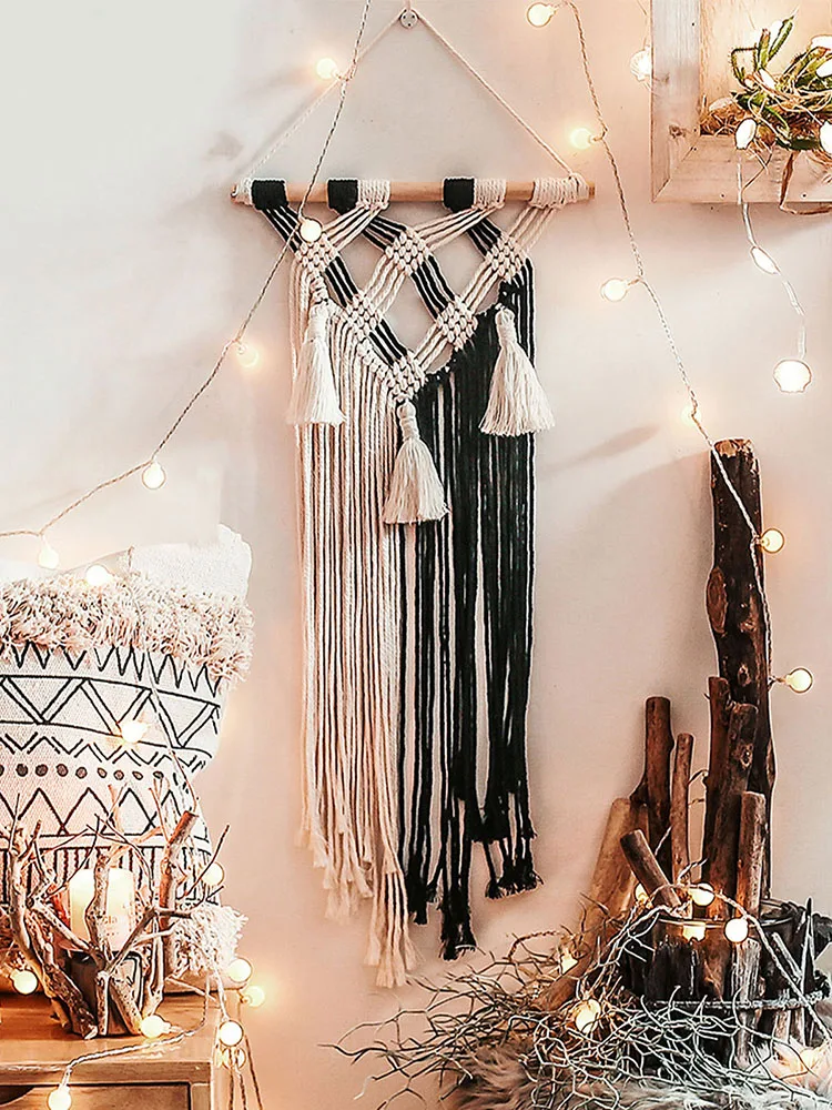 

Woven Tapestry Bohemian Wall Hanging Boho Decoration Handmade Tapestry Tassel Room Home Wedding Decor