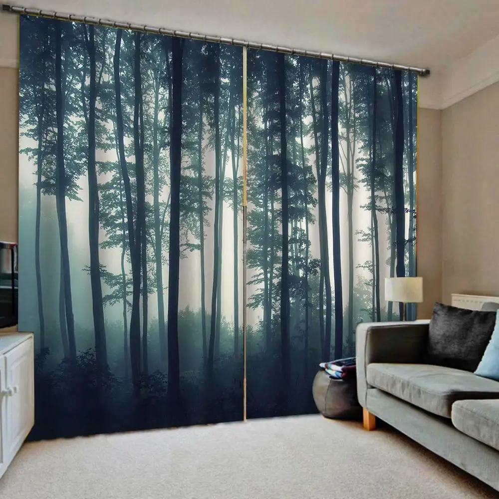 Custom 3D Curtain Luxury Blackout Window Curtain Living Room forest curtains Blackout curtain
