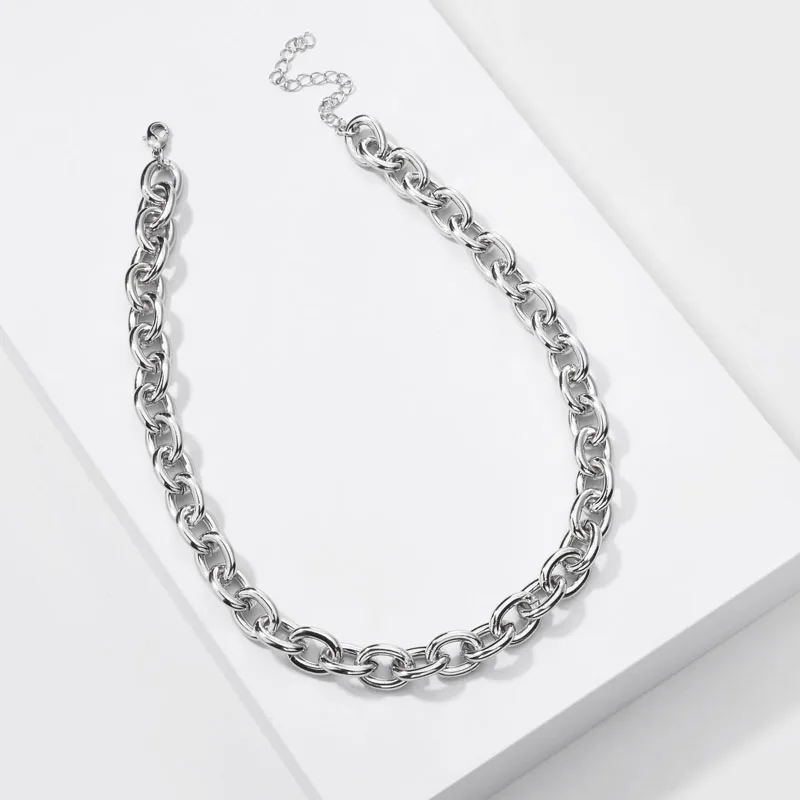 Модные ювелирные изделия овальная металлическая цепь крупное ожерелье для