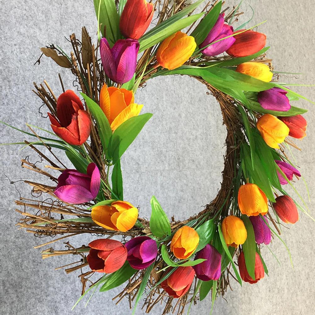 

40cm Artificial Tulip Garland Home Decoration Hanging Decorations Window Decor Festive Supplies