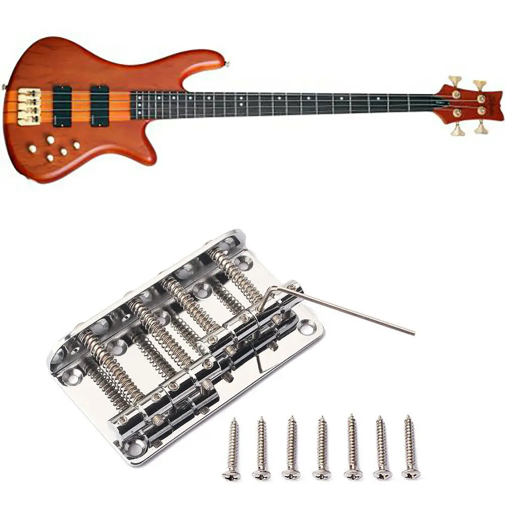 1 компл. Мост для Fender Precision Jazz Запчасти бас-гитары Chrome 201B-4 Badass | Инструменты
