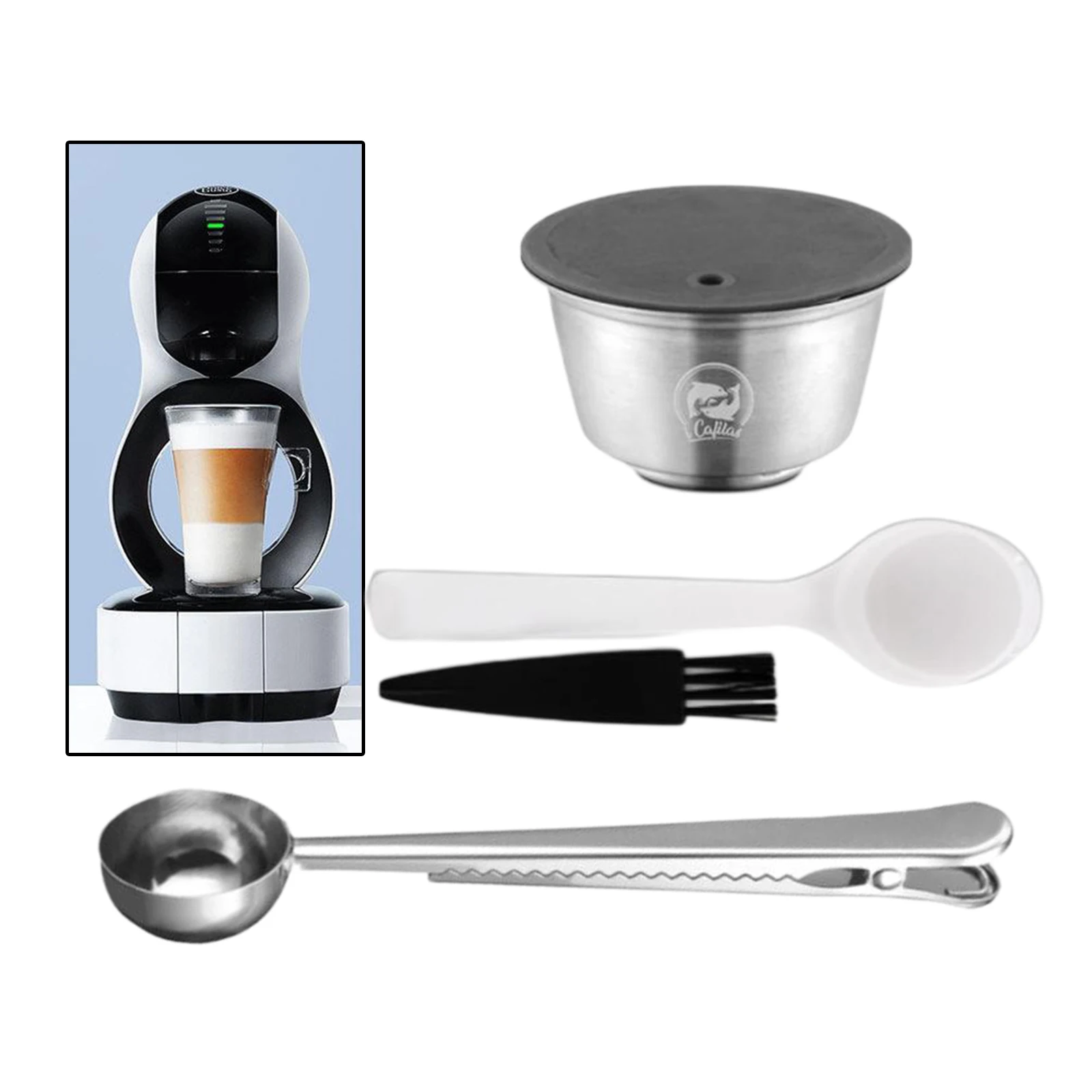 

Refillable Coffee Capsule for EDG DG325 Single Cup Spoon & Brush Set