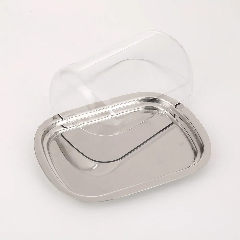 Realand NEW Stainless Steel Butter Dish Box Container Cheese Server Storage Keeper Tray with Transparent Easy Lid | Дом и сад