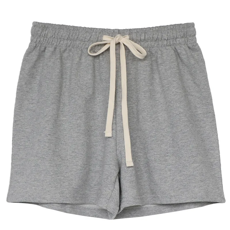 

solid cotton women shorts 2020 summer new high waist drawstring loose casual all match home wear female shorts top quality