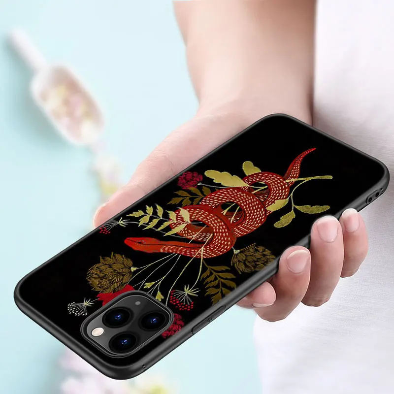 Чехол для телефона со змеиным цветком Apple iPhone 13 12 Mini 11 Pro XS Max XR X 8 7 6S 6 Plus 5S 5 SE 2020
