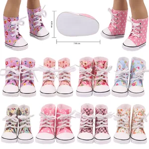 Кукольная обувь высокие парусиновые сапоги для 18 дюймов, американский и 43 см, Детские аксессуары для новорожденных, игрушки для девочек, рождественский подарок