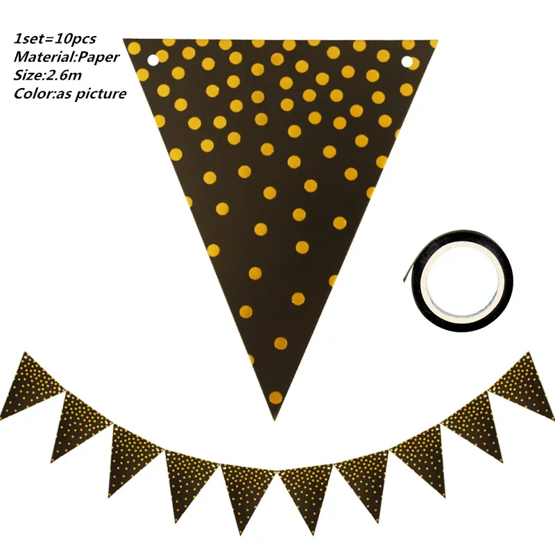 1set banner 10 шт./партия бумажные тарелки и стаканы, розовое золото, украшение для дня рождения, детская посуда, украшение для дня рождения - Цвет: 1set banner