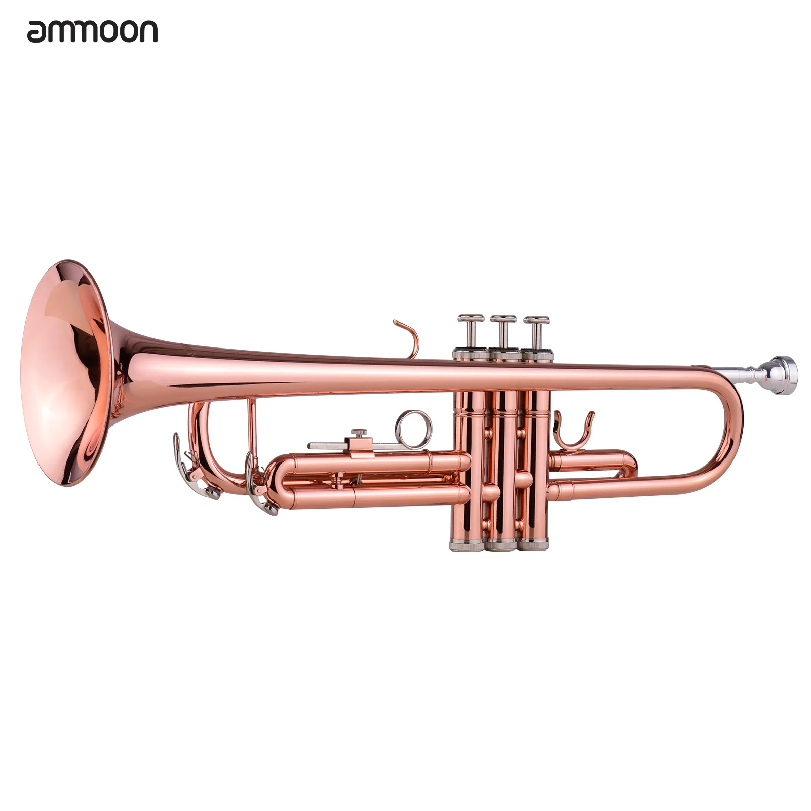 

ammoon TR-180 Standard Bb Brass Trumpet with Hard Case Straps Mouthpiece Gloves Cleaning Cloth for Students Beginners