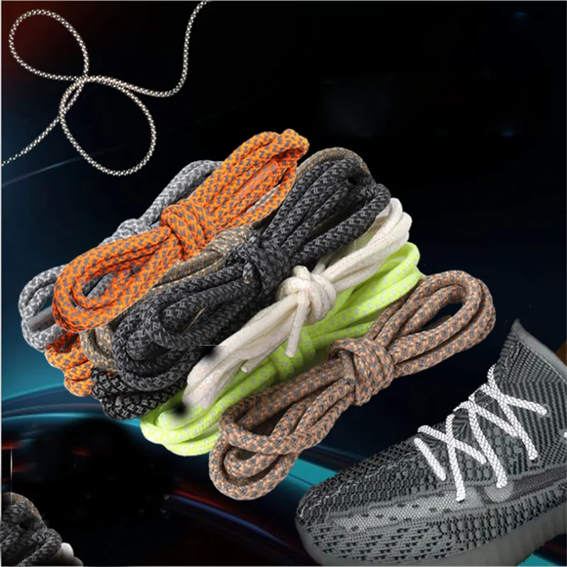 

1Pair 120cm 100cm Reflective Shoelaces Luminous Shoelaces Shoes Woman Man Casual Sport Laces Round Shoe Laces Accessories